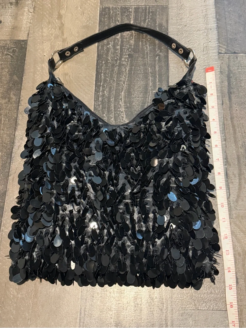 Black Sequin Hobo Bag - Women